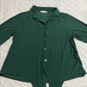Chic Forest Green Button-Down Shirt
